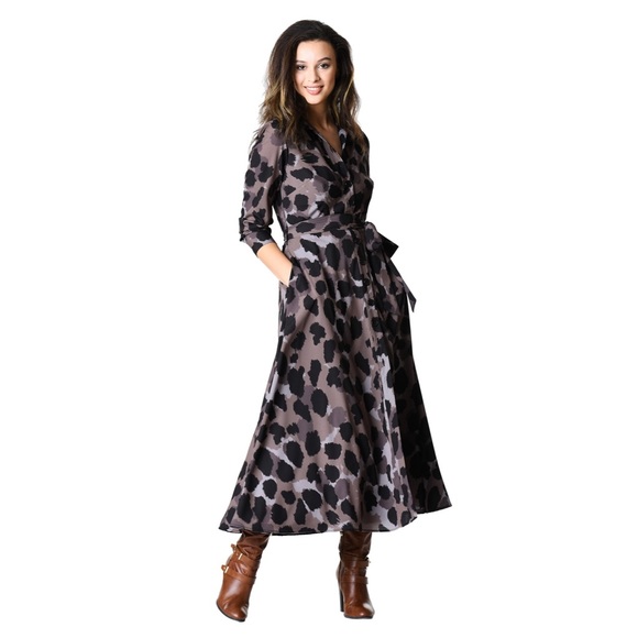 eshakti Dresses & Skirts - eShakti Zapelle Animal Print Crepe Maxi Dress
